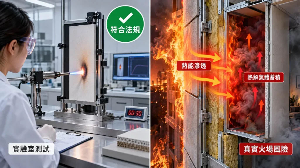 符合防火規範不等於絕對安全：實驗室測試與真實火場熱能傳遞的盲點對比