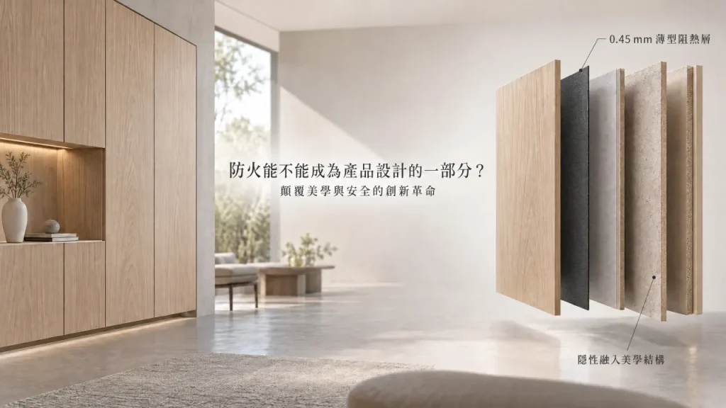 防火融入產品設計示意圖:現代家具產品美學與薄型阻熱技術的結構融合